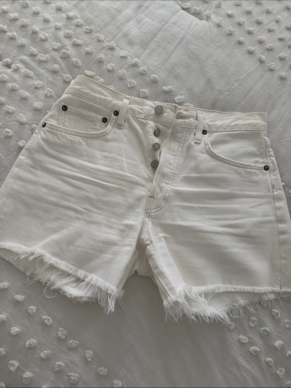 Agoldie Parker White Denim Shorts